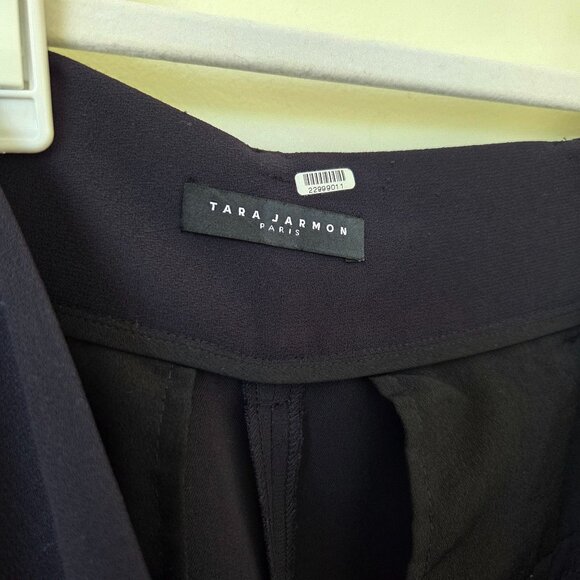 Tara Jarmon Paga Tailored Black Crepe Trousers Pants Size 42 US 10 - Picture 6 of 9